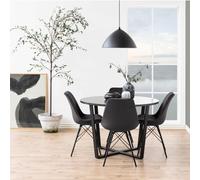 Amble Dining Table - 4 Seater - Round - Black Legs - Black Marble Effect