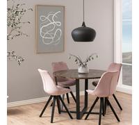 Amble Dining Table - 4 Seater - Round - Black Legs - Brown Marble Effect