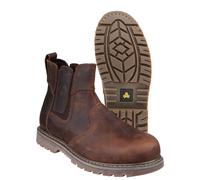 Amblers FS165 Dealer Safety Boots Slip-on Steel Toe & Midsole Work Brown Leather