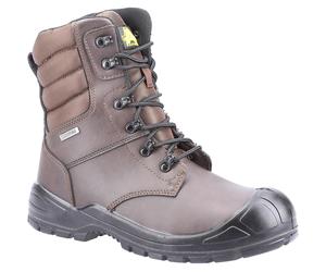 Amblers S3 brown waterproof steel toe/midsole side zip safety work boot #AS240