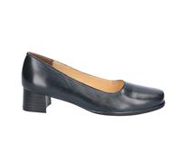Amblers WALFORD Wide Fit Womens Low Block Heel Leather Court Shoes Navy & Black