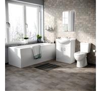Ambon Bath Suite 1700mm Bathtub, 650mm White Basin Vanity & Close Coupled Toilet