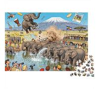 Amboseli Elephants Kilimanjaro Chaos Wooden Jigsaw Puzzle Waterproof 1000 Piece Puzzles for Adults Gifts Impossible Home Decoration