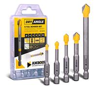 Amboss DryAngle Set Ø 4/5/6/8/10 mm - Drill Bit for Tiles, Glass, Ceramic - Hexagonal Shank for Drills - Drilling Glass/Wall Tile/Roof Tile/Ceramic