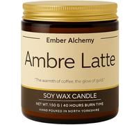 Ambre Latte Scented Candle | Ember Alchemy | Warm Amber, Vanilla & Coffee Notes | Luxury Soy Wax Candle, Handmade, Vegan, Long Burning, Relaxing Gift, 150g
