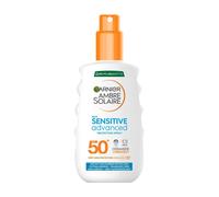 Garnier Ambre Solaire Sun Cream Spray SPF50+ Sensitive Advanced Sunscreen, Factor 50, Water Resistant, Non-Greasy, Fragrance-Free, Hypoallergenic, UVA UVB Protect with Ceramide, 150ml