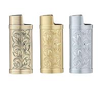 Ambrogio.L 3 Pieces Lighter Case Sleeve Holder Cover Fit for Mini BIC Lighter J5,Bronze + Silver + Golden