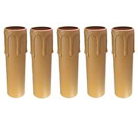AMBROS Crystal 5X E14 socket sleeve ~ candle sleeve 105mm plastic beige ~ cream Ø 27/29mm