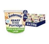 Ambrosia Apple & Blueberry Layered Porridge Pots With British Wholegrain Oats, Ready-to-Eat, 210 g (Pack of 6)