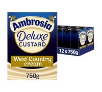 Ambrosia Ready-to-Eat Deluxe Custard, West Country Cream, 750 g Carton (Pack of 12)