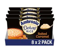 Ambrosia Deluxe Rice Pudding Salted Caramel Flavour, Ready-to-Eat Dessert, Made With West Country Cream, 2 x 110 g (Pack of 8 - Total 16 Pots)