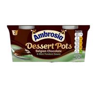 Ambrosia Dessert Pot Belgian Chocolate & Mint Fondant Sauce Flavour, Ready-to-Eat, 2 x 110 g Twin Pack (Pack of 8)