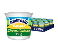 Ambrosia Devon Custard Pots Banana Flavour, Creamy Ready-to-Eat Dessert, 150 g (Pack of 12)