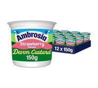 Ambrosia Devon Custard Pots Strawberry Flavour, Creamy Ready-to-Eat Dessert, 150 g (Pack of 12)
