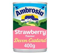 Ambrosia Devon Custard with Strawberry Flavour - Creamy Vegetarian Friendly Ready-to-Eat Dessert, Source of Calcium, 400 g (Pack of 12)