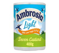 Ambrosia Light Devon Custard, 30% Less Sugar & Fat, Creamy Ready-to-Eat Dessert, 400 g Can (Pack of 1)