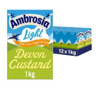 Ambrosia Light Devon Custard, 30% Less Sugar & Fat, Made With West Country Milk, 1 kg (Pack of 12 Cartons)