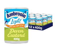 Ambrosia Devon Ready-to-Eat Light Custard Can, 30% Less Sugar & Fat, 400 g (Pack of 12)