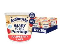 Ambrosia Ready-to-Eat Raspberry Layered Porridge Pot With British Wholegrain Oats, 210 g (Pack of 6)