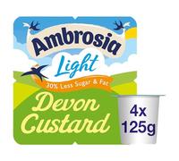 Ambrosia Ready-to-Eat Light Devon Custard, Low Fat Less Sugar, 4 x 125 g Pots (Pack of 1)