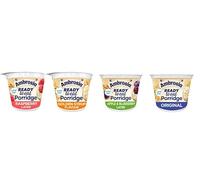 Ambrosia Ready to Eat Porridge, Low Fat, Assorted Flavours, Raspberry Layer, Golden Syrup, Apple & Blueberry, Original