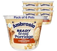 Ambrosia Ready to Eat Sweet Cinnamon Flavour Porridge,- Low Fat, Vegetarian Breakfast Pot, High in Protein & Calcium, 210 g (Pack of 6)