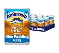 Ambrosia Sticky Toffee Rice Pudding, Creamy Ready-to-Eat Dessert, Made With West Country Milk, 400 g (Pack of 12 Cans)