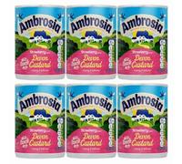 Ambrosia Strawberry Flavour Devon Custard 400g can x 6, Instant Ready to Eat Hot or Cold Dairy Dessert with Welari Thank You Card | (6pack)