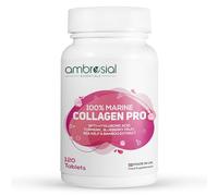 Ambrosial 100% Marine Collagen Pro with Hyaluronic Acid, Turmeric, Blueberry, Sea Kelp & Bamboo Extract | Made in UK | Gluten-Free, Non-GMO | 120 Vegan Tablets