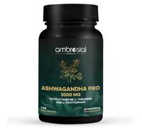 Ambrosial Ashwagandha Pro High Strength 3000 mg - 4 Months Supply with Vitamin B6, L-Theanine 100mg, L-Tryptophan 100mg & Black Pepper Extract - 5-in-1 Daily Formula, Vegan, UK Made - 120 Capsules