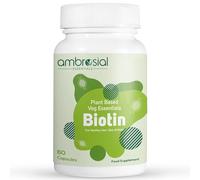 Ambrosial Biotin Hair Growth Supplement | Plant Based Sesbania Agati, High Strength 2500mcg Biotin Tablets for Hair, Skin, and Nails | Vitamins for Women & Men (Pack of 1-60 Capsules)