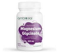 Ambrosial Chelated Magnesium Glycinate - 350 mg of Elemental Magnesium - High Strength Magnesium Supplement for Women & Men, Gentle on Stomach, Vegan, GMP Certified, 120 Capsules (4 Months Supply)