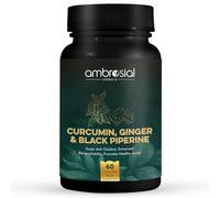 Ambrosial High Strength Curcumin Turmeric and Black Pepper Capsules - High Strength 95% Curcuminoids - Enhanced Absorption - Turmeric Tablets with Ginger - Tumeric Supplement for Joints 60 Capsules