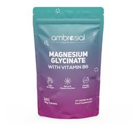 Ambrosial Magnesium Glycinate 1500 mg with Vitamin B6 - High Absorption Magn Supplement - 315 mg Elemental Magnesium with B6 - Daily Mineral Support - UK Made, Vegan, GMP Certified - 120 Tablets