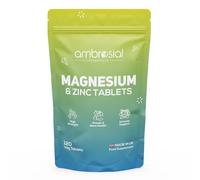 Ambrosial Magnesium & Zinc Tablets - Magnesium Citrate with Zinc Citrate - 160 mg Elemental Magn + 5 mg Elemental Zinc - Dual Mineral Support - UK Made, GMP Certified - 120 Vegan Tablets