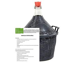 AMBROSIO Wine Balloon with Plastic Basket + Rubber Stopper + Instructions for Wine Making Glass Bottle Glass Balloon 20 L