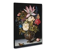 Ambrosius Bosschaert The Elder Still Life Flowers Canvas Print | Gallery Wrapped 30mm Frame Wall Art | 20x14 inches | Ready to Hang | Modern Floral Picture | Living Room Bedroom Lounge Office