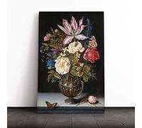 Ambrosius Bosschaert The Elder Still Life Flowers Canvas Print | Gallery Wrapped 30mm Frame Wall Art | 30x20 inches | Ready to Hang | Modern Floral Picture | Living Room Bedroom Lounge Office