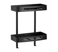 Ambrosya - Modern Minimalist Triangular Black Stainless Steel Shower Basket - Wall Mounted Shower Shelf