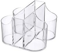 Home Collection 5 Compartment Classic Acrylic Napkin Holder with Cutlery Organizer Caddy Bin, For Spoons, Forks, Knives & Cups Divided Storage!
