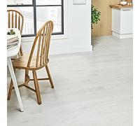 AMBULABO Self Adhesive Floor Planks - 18pcs (2.5m²) Peel and Stick Wood Look Vinyl Flooring for Any Room (White Oak)