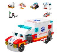 Ambulance Building Blocks Toy (122 Pieces) - 7 in 1 Emergency Vehicle Set, STEM Learning Creative Play, DIY Construction Toy for Kids Ages 6-12, Gift for Boys & Girls