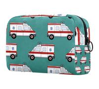 Ambulance Cars Pattern Cosmetic Bag for Women, Travel Toiletries Bags Large Makeup Handy Pouch Organiser Bag with Zipper