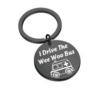 Ambulance Driver Keychain Responder Gift I Drive The Wee Woo Bus Emergency Vehicle Charm Emergency Nurse Gift (BusBlack)