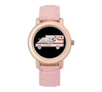 Ambulance Emergency Medical Technician Ladies Watches Easy Read with Leather Strap