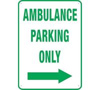 Ambulance Parking Only Right Arrow Warning Metal Sign Tin Signs Aluminum for Outdoors Use Yard Farm Fence Home Wall Decor 8x12 inch
