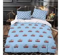 Ambulance Pattern Comforter Cover 3D Design Printed Durable 3 Pcs Bedding Set Zipper vector Illustration Duvet Cover Super Soft All Season for Kids Girls Boys Adults Women Teens King（220x240cm）