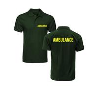 Ambulance Polo T-Shirt Medical Health Care Workwear Life Saver Aid First Aid Responder Adults Top (BottleGreen, S, s)