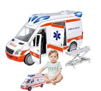Ambulance Toy Car - Big emercy Rescue Vehicle with Lights, Sound Effects and Stretcher | Durable Interactive Play Truck with Opening Back Door, Fun replay Gift for Children Ages 3-8 Years Old