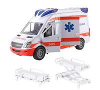 Ambulance Toy with Lights and Sound, Friction Powered Emergency & Rescue Vehicle with Open Doors and Stretcher, Durable Pretend Play Van Great Gift for Children Boys Girls